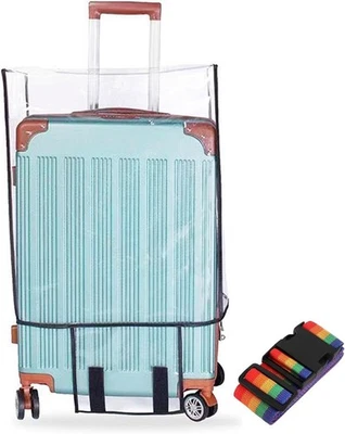 Clear Luggage Cover PVC Suitcase Cover Protectors with Adjustable Luggage Str... - Image 1 of 4