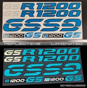 Reflective decals stickers graphic set for BMW GS R1200GS panniers R1200 blue - Picture 1 of 6
