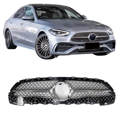 Front Bumper Chrome Grill Diamond Grille Fit 2022-25 Mercedes Benz W206 C-Class - Image 1 of 4