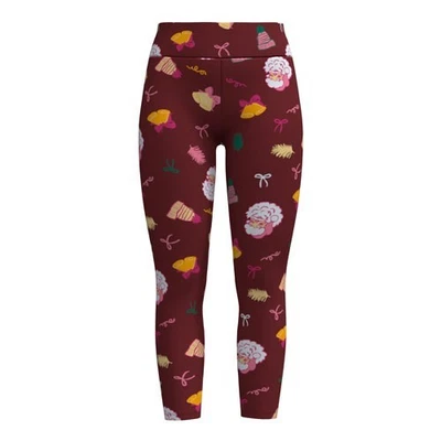 TC2 Lularoe Christmas Leggings Santa Ribbon on Maroon Size 20-26 NEW 285190 - Image 1 of 3