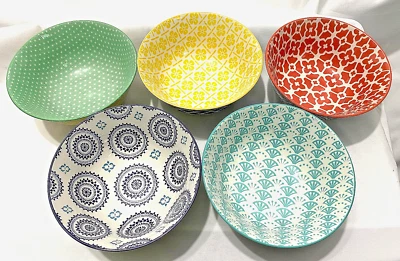 Conjunto de 5 tigelas de sopa multicoloridas certificadas internacionais - Imagem 1 de 4