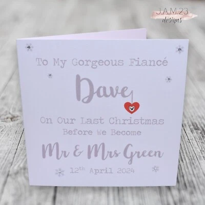 J.A.M. 23 DESIGNS Personalised Last Christmas Before Married Card Fiancee Fiance