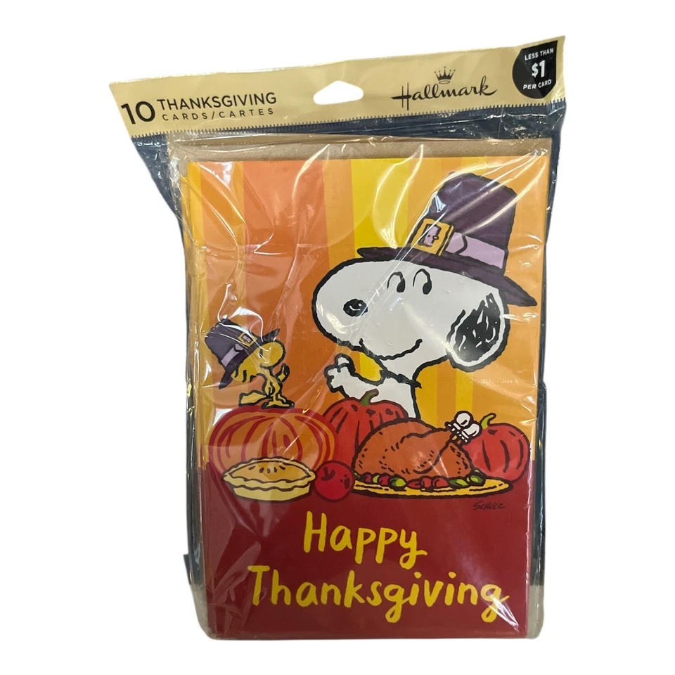 Hallmark Peanuts Thanksgiving Cards Snoopy and Woodstock 10 Cards