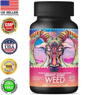 Hierba de cabra cachonda premium con raíz de maca 1560 mg potenciador sexual para hombres y mujeres Foto 1 de 4