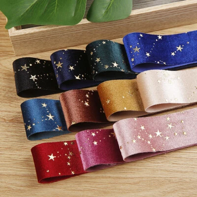 4cm Hot Stamping Flocking Ribbon Christmas Velvet Ribbon DIY Bow Craft Accessory - Image 1 of 4
