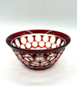 VTG French Ruby Cut to Clear Lead Crystal Bowl 4.5"x2" - Picture 1 of 8