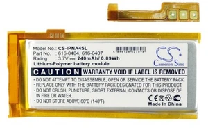 Batterie 240mAh type 616-0405 616-0407 Pour Apple iPod Nano 4th 8GB - Photo 1 sur 1
