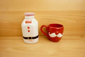 Santa Mug and Milk Bottle Set Christmas Dinnerware Childrens-Santa Class - Picture 1 of 10