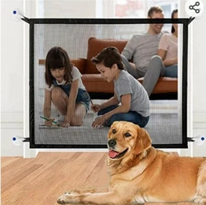 Magic Gate for Dogs Pet Portable Folding Mesh Fence Safety Guard Gate Black. - Picture 1 of 5