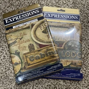 2 Expressions Camping Signs Wallpaper Border Lodge Cabin Fishing 5 Yard Packs - Picture 1 of 3