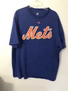 NEW YORK METS Wright # 5 MLB BASESBALL Majestic T-Shirt Men's XL Blue - 2 SIDED! - Picture 1 of 3