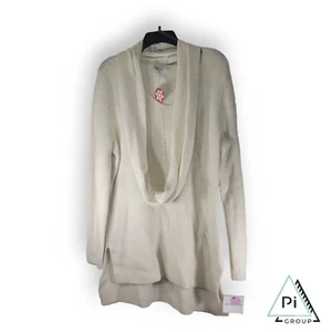 Liz Clairborne Pointelle White V-Neck Sweater with Scarf Size L Made in China - Picture 1 of 12