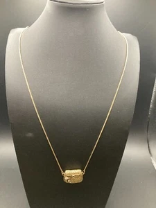 1928 Signed Gold Tone w/ Rhinestone Accent Purse Opens Pendant Necklace - Picture 1 of 7