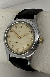 Vintage 1950s Men's TIMEX / US TIME CO Mechanical Waterproof Watch - *WORKING*