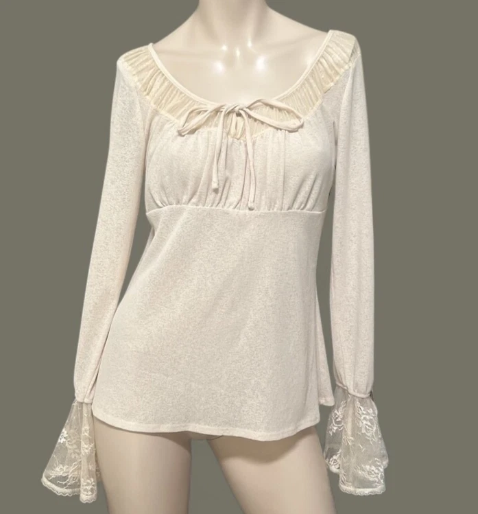 Blusa Campesina Lechera De Colección Express Boho Cottage Babydoll Manga Campana Y2K Angel Foto 1 de 4