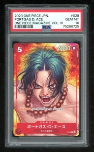 One Piece Japanese P-028 Portgas D. Ace 2023 Magazine 16 Promo PSA 10 75286725 - Picture 1 of 2