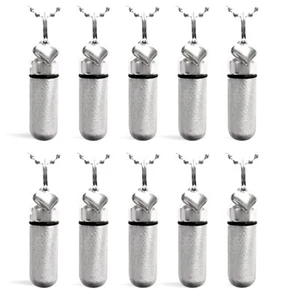Juego de DIEZ COLLARES URNA DE CREMACIÓN CORAZÓN INFLADO DE PLATA CEPILLADA con bolsas, embudo - Imagen 1 de 7