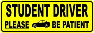 Student Driver Please Be Patient Car Bumper STICKER Decal 3"X9" - Picture 1 of 2