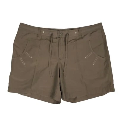 Columbia 短裤女式大号棕色活动远足运动棉混纺拉链 — 第 1/4 张图片
