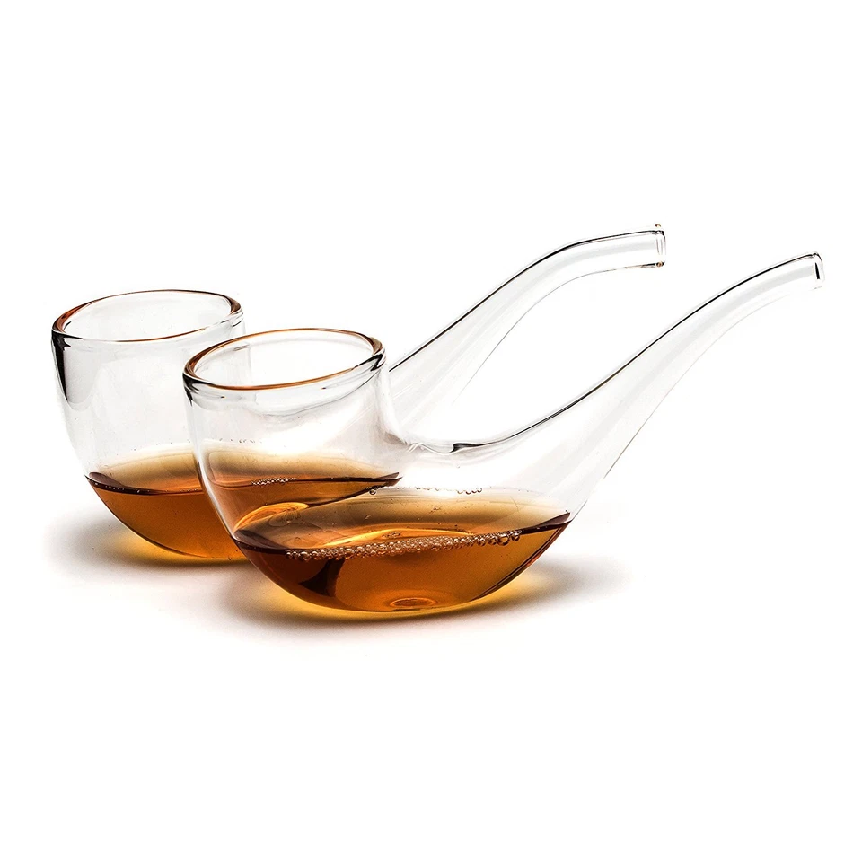 Pack of 2 BRANDY SIPPING GLASSES Pipe Whisky Port Sippers Unique Drinking Gifts - Image 1 of 2