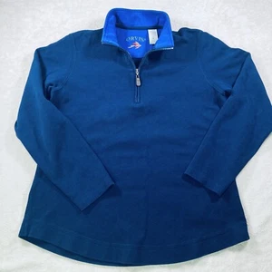 Orvis Pullover Damen blau Medium Stehkragen 1/4-Reißverschluss Freizeitpullover *Bleach Spot - Bild 1 von 7