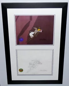 WARNER BROS WILE E COYOTE 1970s PRODUCTION DRAWING + 1/1 CEL SIGNED CHUCK JONES - Picture 1 of 3
