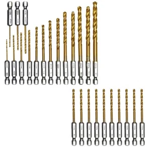 16Pcs Hexagonal Bit Drill Set Titanium Hss Impact Hexagonal Shank Quick Change - Picture 1 of 11