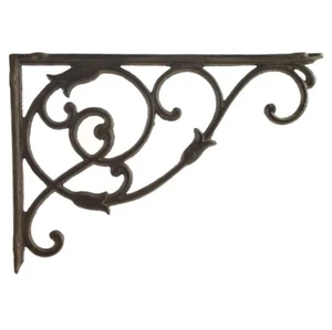 Paquete de 2 soportes de estante de pared ornamentados de hierro fundido vid óxido marrón 13,5" de profundidad - Imagen 1 de 2