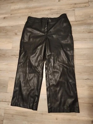 Ruby Rd Women's Spot On Faux Leather Wide Leg Pants in Black Size 16 - Image 1 of 4