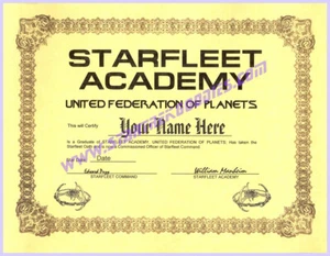 PERSONALIZED Certificate "STARFLEET ACADEMY DIPLOMA" Star Trek: Deep Space Nine! - Picture 1 of 1