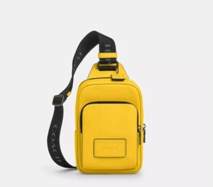 NWT COACH LEATHER RACER SLING PACK CX071 BACKPACK HANDBAG BAG ONE STRAP HONEY - Picture 1 of 11