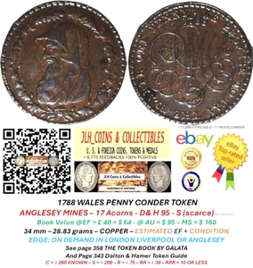 1788 WALES Conder Penny - ANGLESEY MINES - 17 ACORNS - D & H 95 - CT 979 - Picture 1 of 8