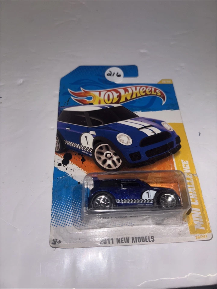 2011 Hot Wheels MINI CHALLENGE Blue 30/244 GREAT CARD New Models REDLINES - Image 1 of 3