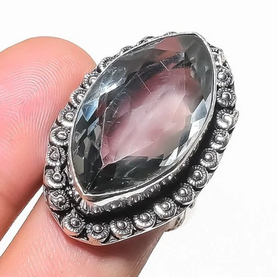 Anillo Ajustable Piedras Preciosas Cuarzo Alejandrita Boho Forma Marquesa Joyería AB 1318 Foto 1 de 4