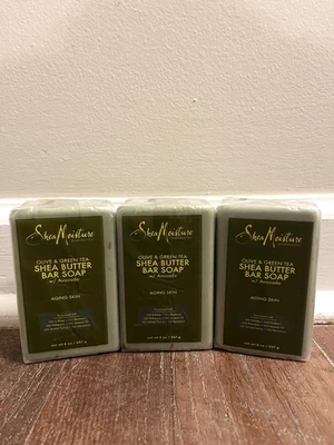 3 Shea Moisture Olive & Green Tea Shea Butter Bar Soap W/ Avocado 8 Oz. Each - Image 1 of 2