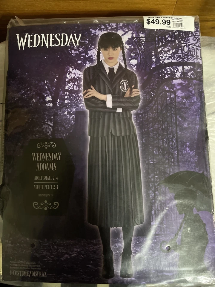 Wednesday Addams Family Adult Size S Costume 2-PC Dress & Blazer, NEW - Image 1 of 1