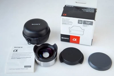 Convertidor ultra ancho Sony VCL-ECU1 para lente montura E SEL16F28 con tapas, caja, estuche Foto 1 de 4