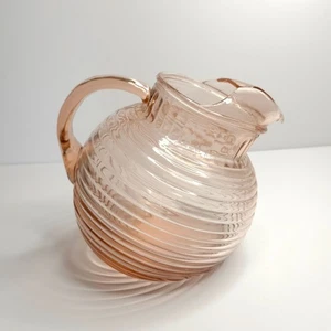 Vintage Anchor Hocking Manhattan Pink Depression Glass Pitcher Ice Lip - Picture 1 of 10