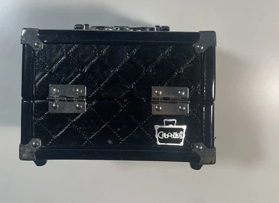 CABOODLES Make Up Travel Case Cosmetic Black QUILTED Patent Vinyl - Image 1 of 4