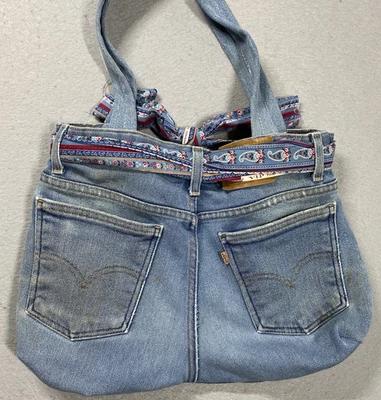 Vintage Handmade Levi’s Orange Tab Jean Purse Tote Bag Boho - Image 1 of 4