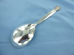 LARGE VINTAGE STERLING SILVER GEORG JENSEN ACANTHUS SERVING SPOON, 1933 TO 44 - Picture 1 of 7