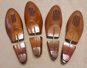 2 pr VTG Florsheim Shoe Tree Stretcher Shaper 10 4 Solid Wood Signed / Marked - Picture 1 of 11