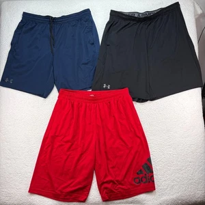 Lot of 3 Adidas Under Armour Men's XL Shorts Athletic Loost Stretch Fit - Picture 1 of 20