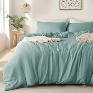 Super Soft Duvet Cover - 100% Washed Microfiber Grayish Teal Comforter Cover ... - Picture 1 of 8