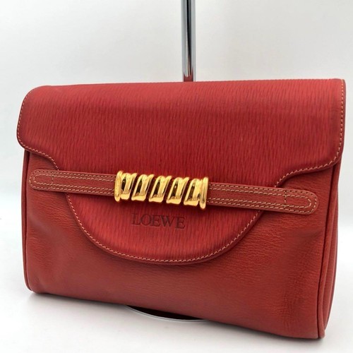 Rara pochette LOEWE Velazquez vintage pelle rossa classica tutta pelle Giappone