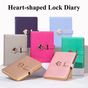 B6 Diary Heart Shaped Lock Diary With Lock And Key PU Secret Notebook FEFW - Picture 1 of 9