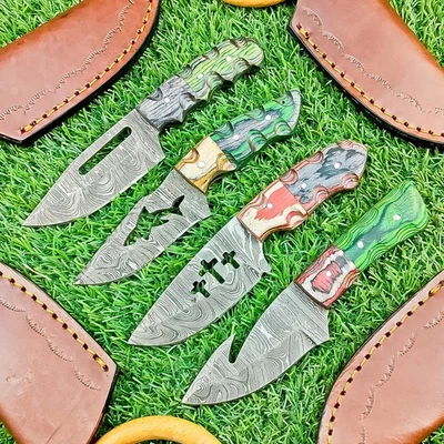 LOTE DE 4 PIEZAS CUCHILLOS DE CAZA PERSONALIZADOS DAMASCUS hechos a mano acero Skinner 8488 Foto 1 de 4