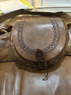Bolso Cartera Vintage Años 70 Cuero Pintado Boho México Diseño Hippie Foto 1 de 4