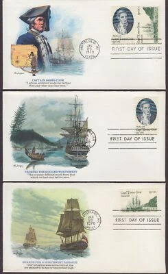 1978 Captain Cook Sc 1732-3 1733a FDCs Fleetwood cachets Honolulu Hawaii - Image 1 of 2