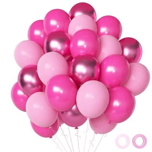 Pink Balloons Metallic Pink Balloon, 50Pcs 12Inch Hot Pink Chrome Pink Latex ... - Picture 1 of 7